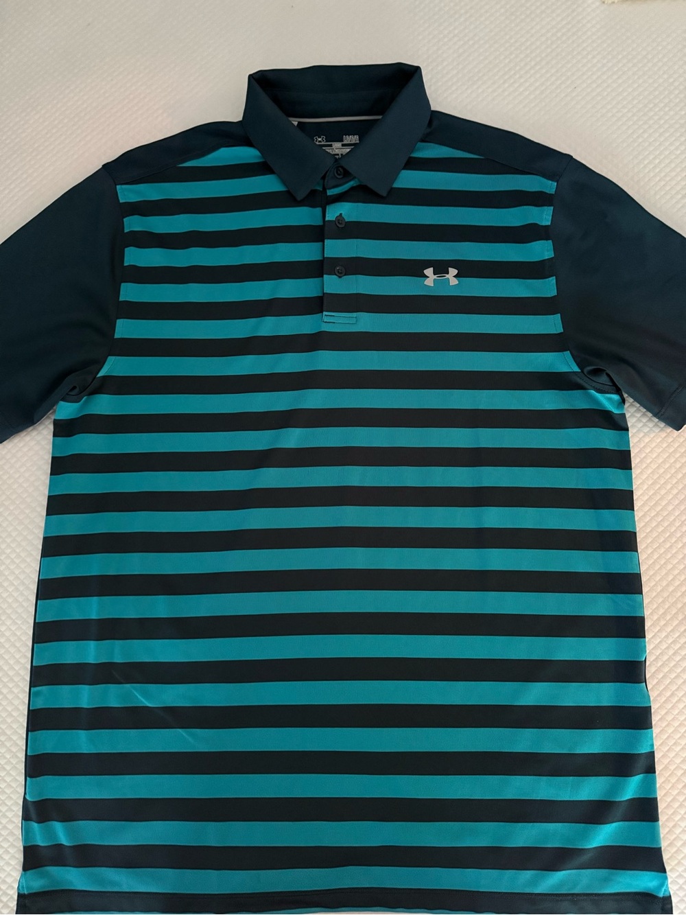 Under Armour Men’s Teal & Black Striped Polo